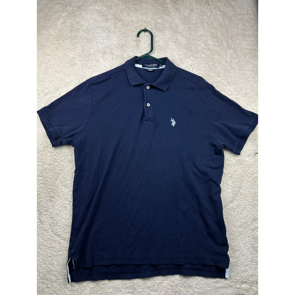 US Polo Assn Mens Polo Shirt Medium Navy Blue 100% Cotton Embroidered Logo